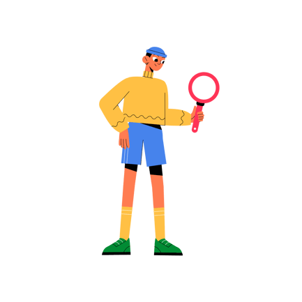 Character Holding Magnifying Glass