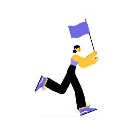 Woman Running with Flag Duotone Illustration