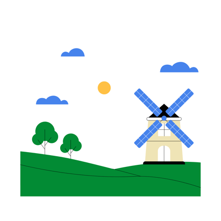 Windmill in Green Field Animation