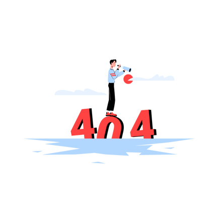 Illustration of Person Standing on Error 404 Message