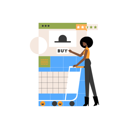 Geometric Checkout Interface Illustration