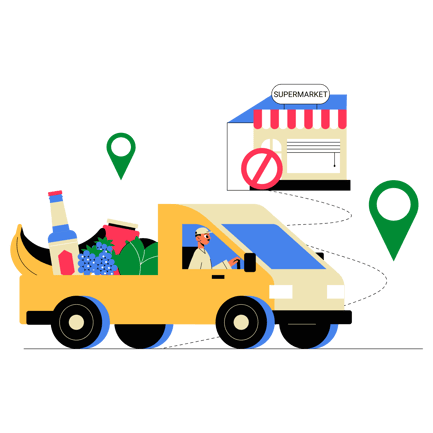 Direct Food Delivery Service Bypassing Closed Supermarket