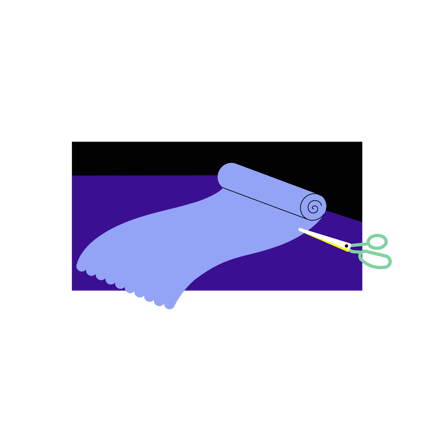 Fabric Roll Cutting Animation with Scissors