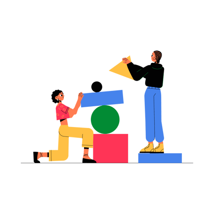 Collaborative Team Building with Geometric Shapes Animation