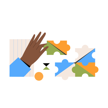Collaboration Puzzle Illustration in Geometric Style