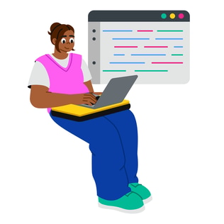 Young Woman Programming on Laptop