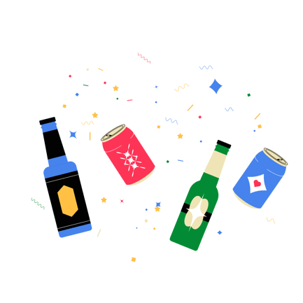 Floating Drink Bottles and Cans Animation