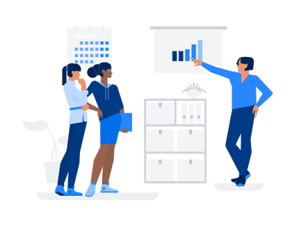 Man Showing Business Growth Chart to Colleagues