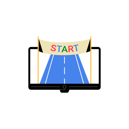 Online Start Line Illustration in Flat Style