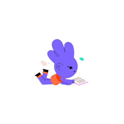 Cute Alien Character Reading a Book Illustration