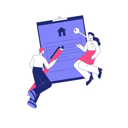 House Certificate Illustration in Duotone Style