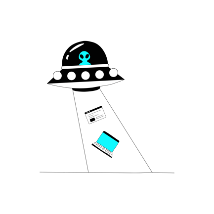 Line Art Alien Spaceship Abduction Illustration