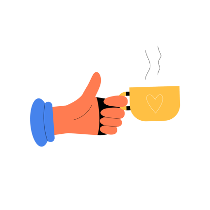 Hand Holding Steaming Tea Cup Animation