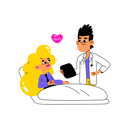 Cartoon Doctor Checking Patient Illustration