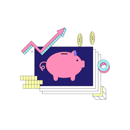 Financial Expansion with Piggy Bank Illustration