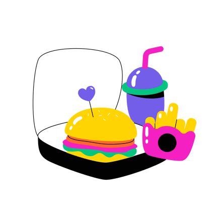 Cartoon Burger Combo Illustration