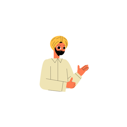Flat Illustration of Indian Man Wearing Turban