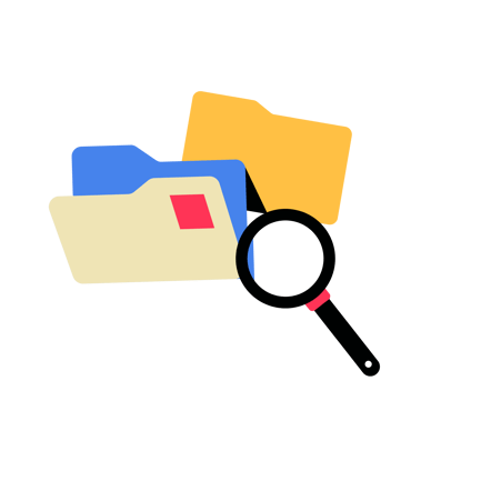 Data Search in Folders at School Illustration