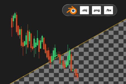 Preview: Candlestick Chart Down 3D Icon