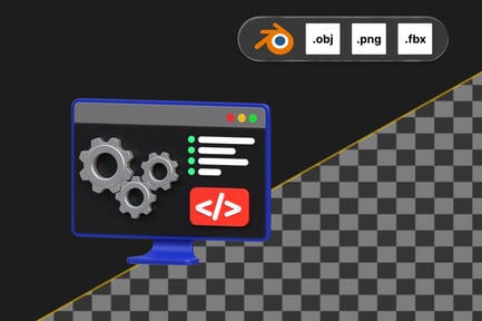 Preview: Web Development Configuration 3D Icon