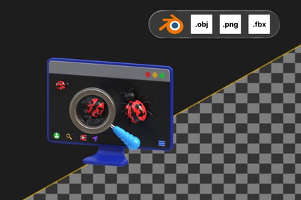 Preview: Website Bug Search 3D Icon