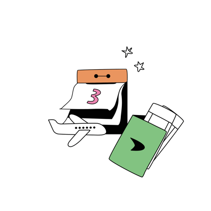 Travel Schedule Cartoon Illustration with Airplane and Calendar