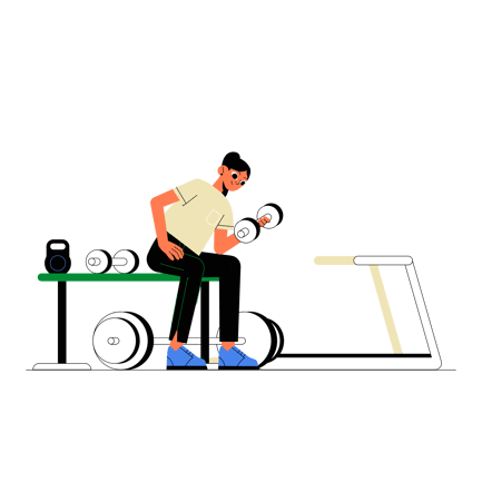 Homem fazendo bíceps na academia