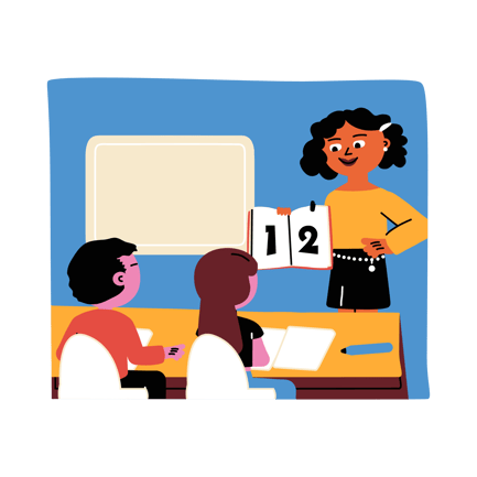 Teacher Explaining Numbers to Students in Classroom