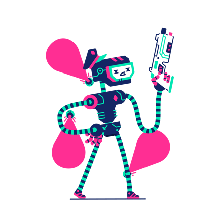 Guard Cyborg With Weapon and Strobe Lights