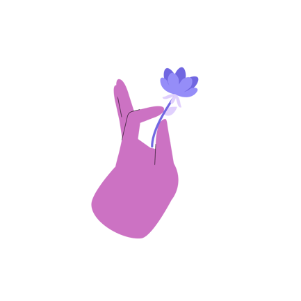 Duotone Illustration of Hand Holding Flower