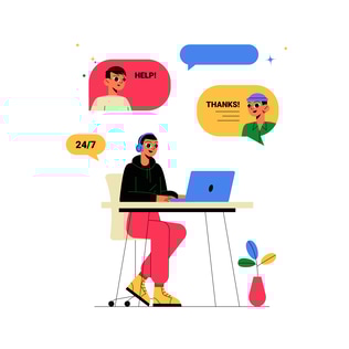 Customer Support Illustration with 24/7 Assistance