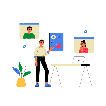 Online Discussion About Business Growth Illustration