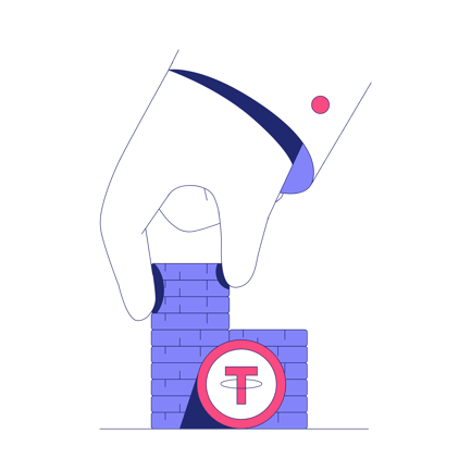 Tether Cryptocurrency Stacking Illustration