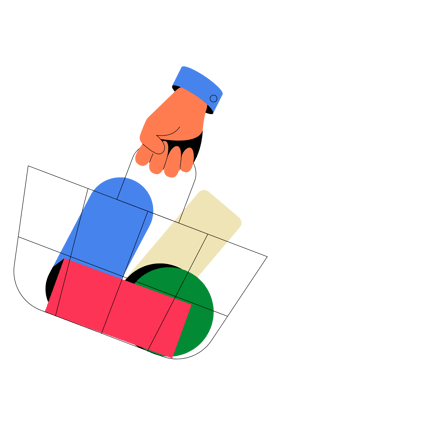 Hand Holding Shopping Basket Flat Illustration