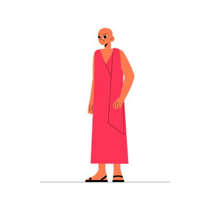 Flat Illustration of Asian Person in Traditional Clothes