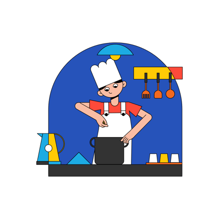 Chef Salting Food in a Pot Illustration