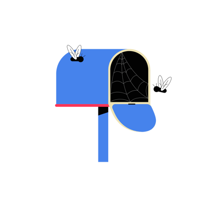 Empty Mailbox with Cobweb and Flies Illustration