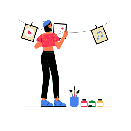 Artist Holding Painting Illustration