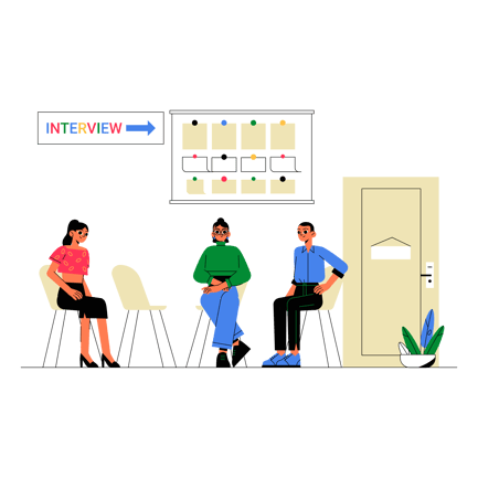 People Waiting for Job Interview Illustration