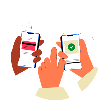 Payment Confirmation on Mobile Phones Flat Illustration