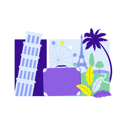 Geometric Tourist Attractions Illustration