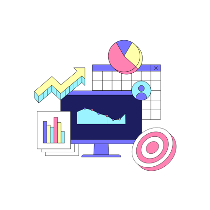Target Audience Illustration with Charts and Graphs