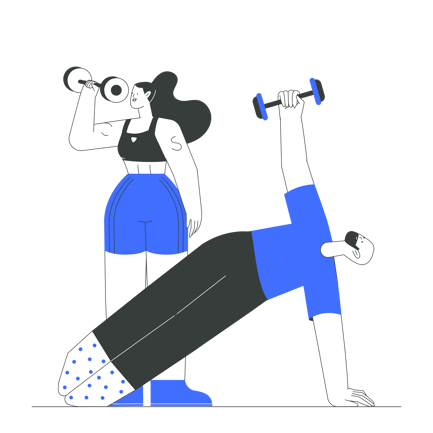 Animação de treinamento físico com halteres