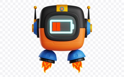 Illustration 3D du robot à batterie faible