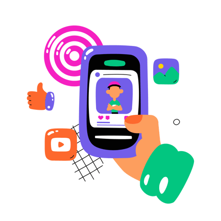 Mobile Engagement Cartoon Illustration