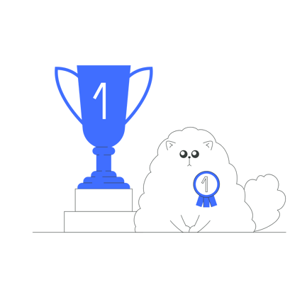 Cat Show Winner Illustration with Trophy