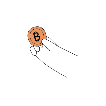 Hand Holding Bitcoin Coin Illustration
