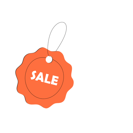 Etiqueta de venda: animação em estilo cartoon