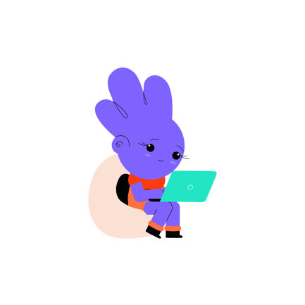 Cartoon Character Using Laptop