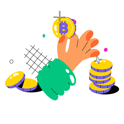Hand Holding Crypto Coins Illustration